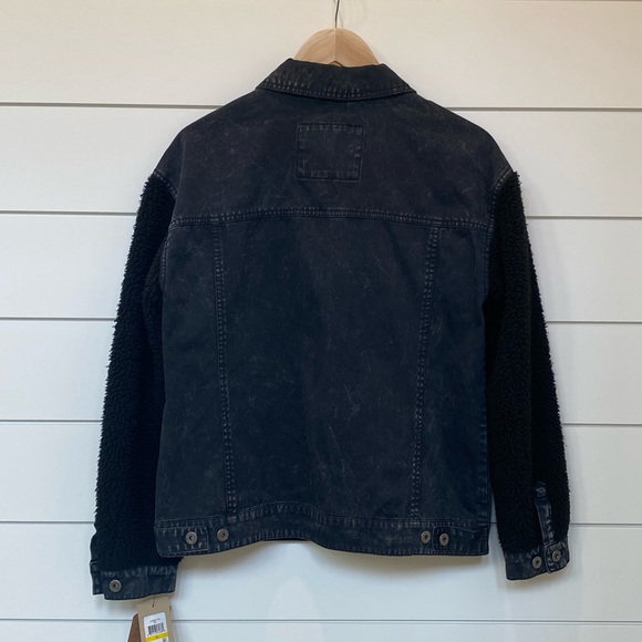 NWT Levi's Acid Wash Denim Shearling Sleeve Jacket - Picture 5 of 9